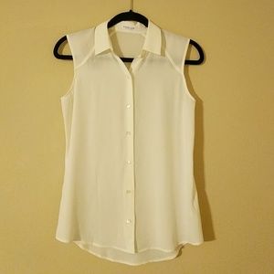 Everlane silk sleeveless ivory blouse, XS